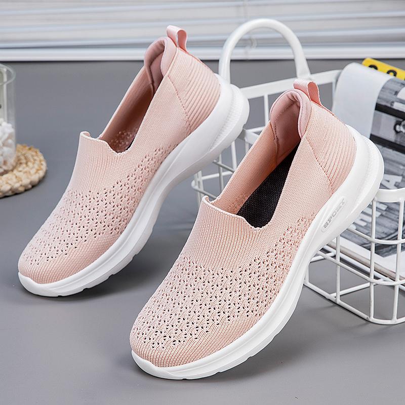 Fashion Women Comfortable Shoes Summer Flat Shoes Breathable Mesh Outdoor Walking Shoes Slip On Female Casual Sneaker Lightweight