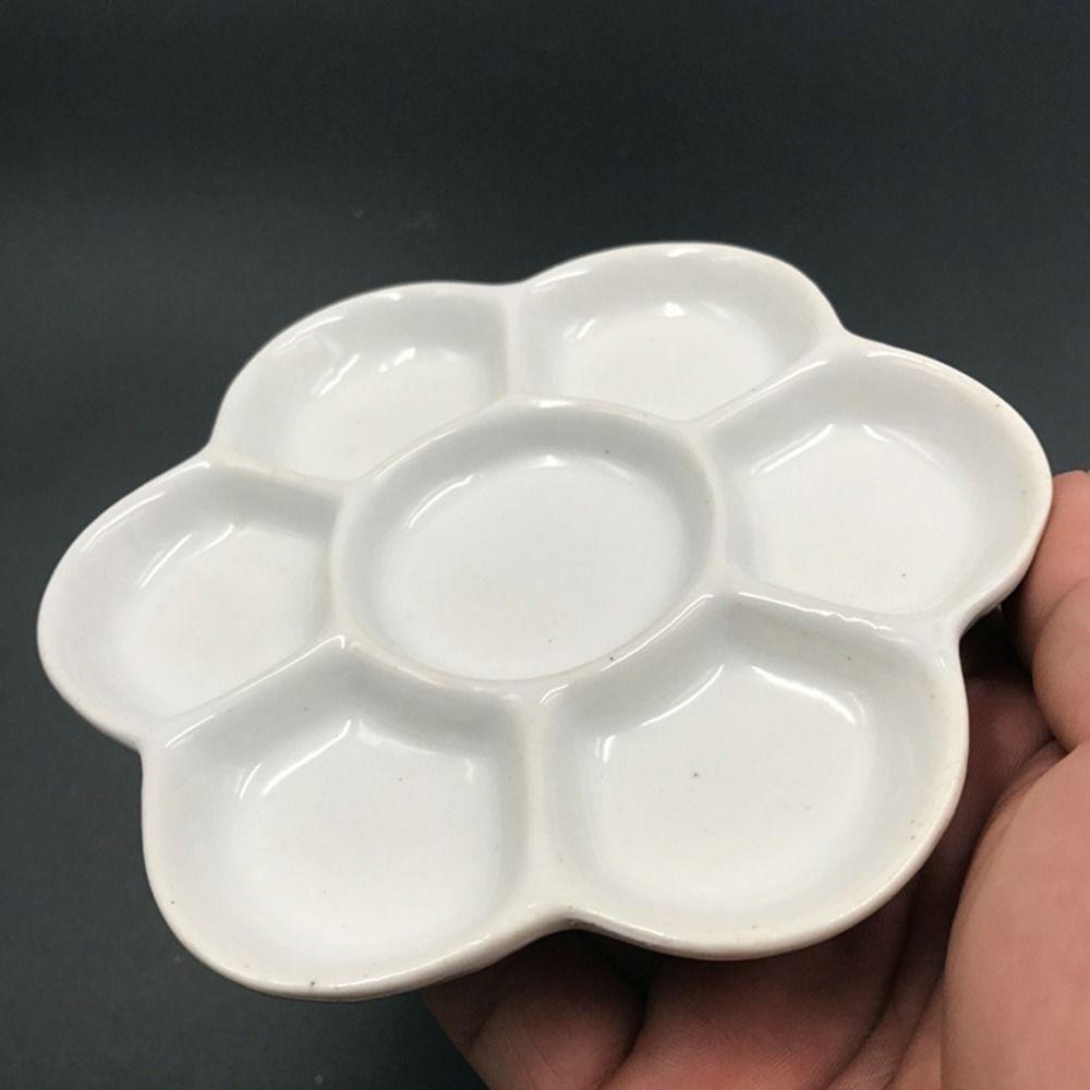 Ceramic Paint Palette Tray 6/7 Grid Mixing Colour Tray Porcelain Palette  Watercolor Dish