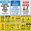Child Safety Metal Sign Kids Warning Plaque Slow Down Children Supervision Crossing Buckle Up Traffic Awareness Pool Playground