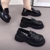 Platform-soled High-end French Small Leather Shoes New Flat-soled Heightening British-style Soft Leather Single Shoes
