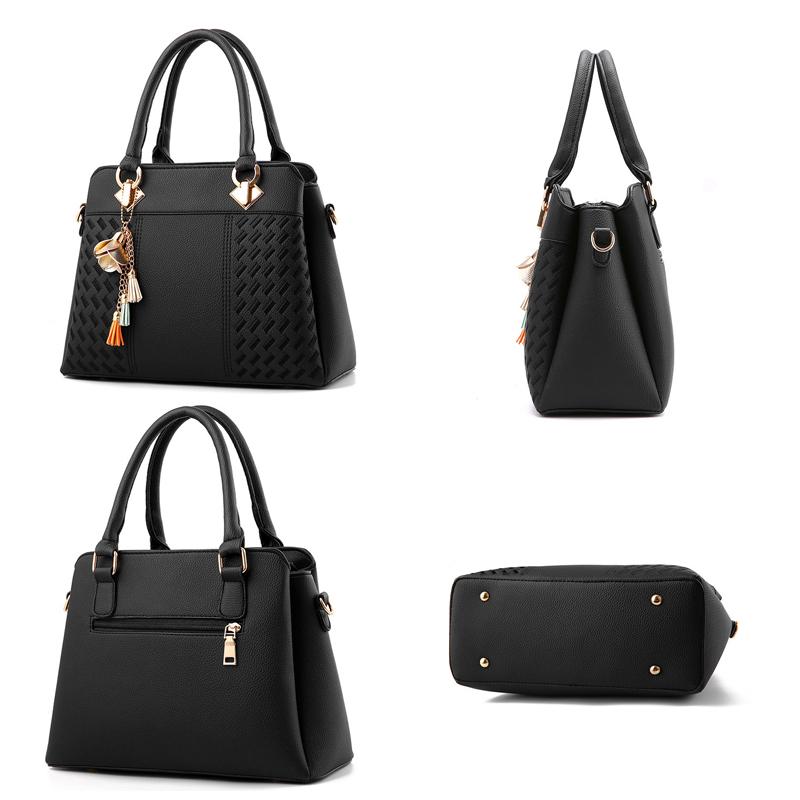 Fashion Women Handbags Tassel PU Leather Totes Bag Top-handle Embroidery Crossbody Bag Shoulder Bag Lady Simple Style Hand Bags