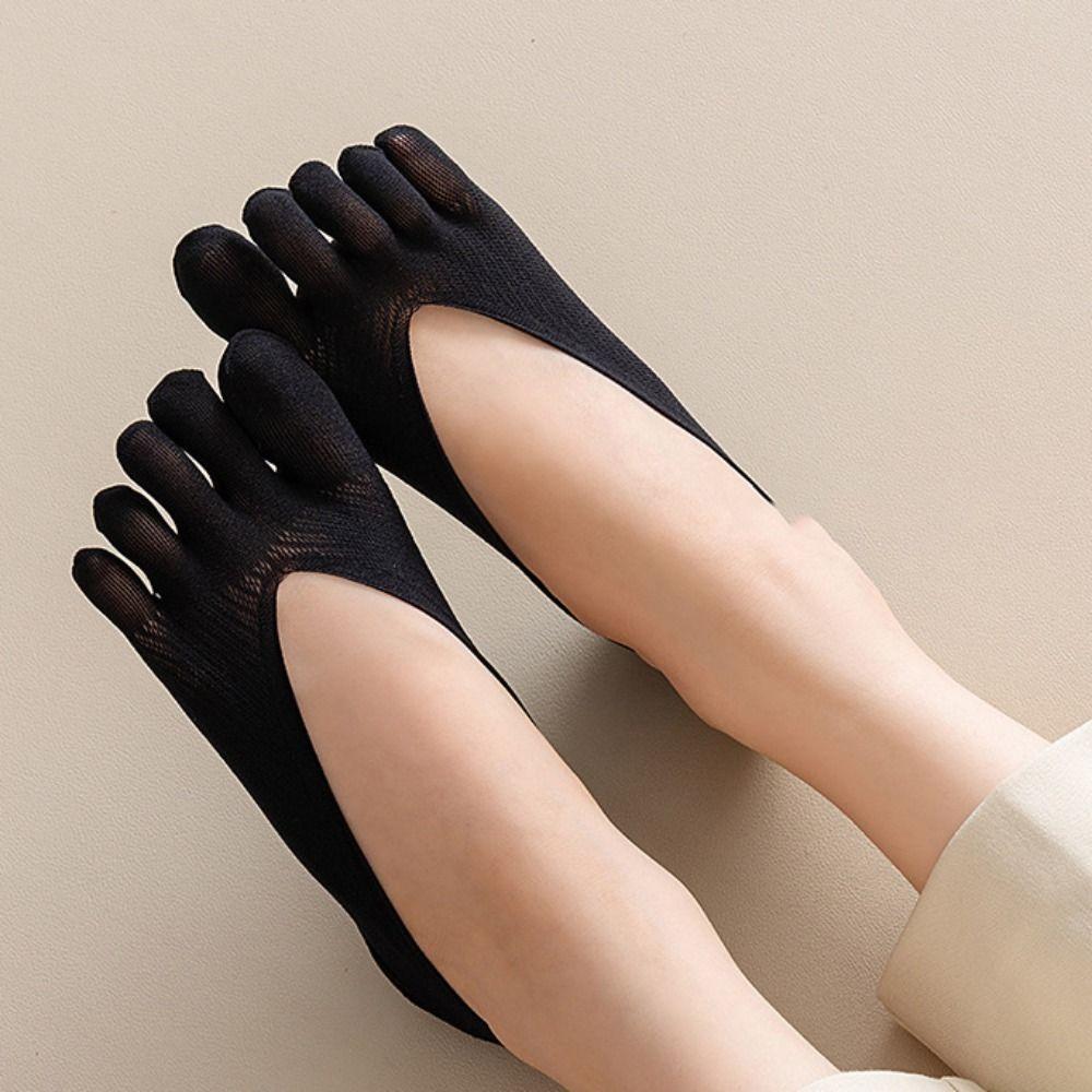 5Pairs Anti-slip Five Finger Boat Socks Ultra-thin Mesh Shallow Socks Simple Split Toe Socks  Women