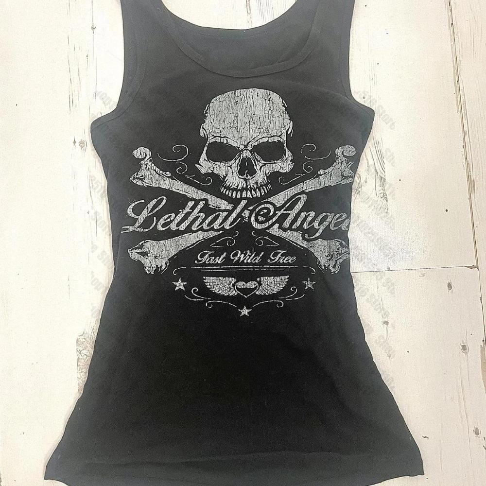 2000er y2k Harajuku Neues Modell Geripptes Tanktop Streetwear Trendige Persönlichkeit Kleidung Ganzjahreskleidung Unisex Bequem Kurz Weich