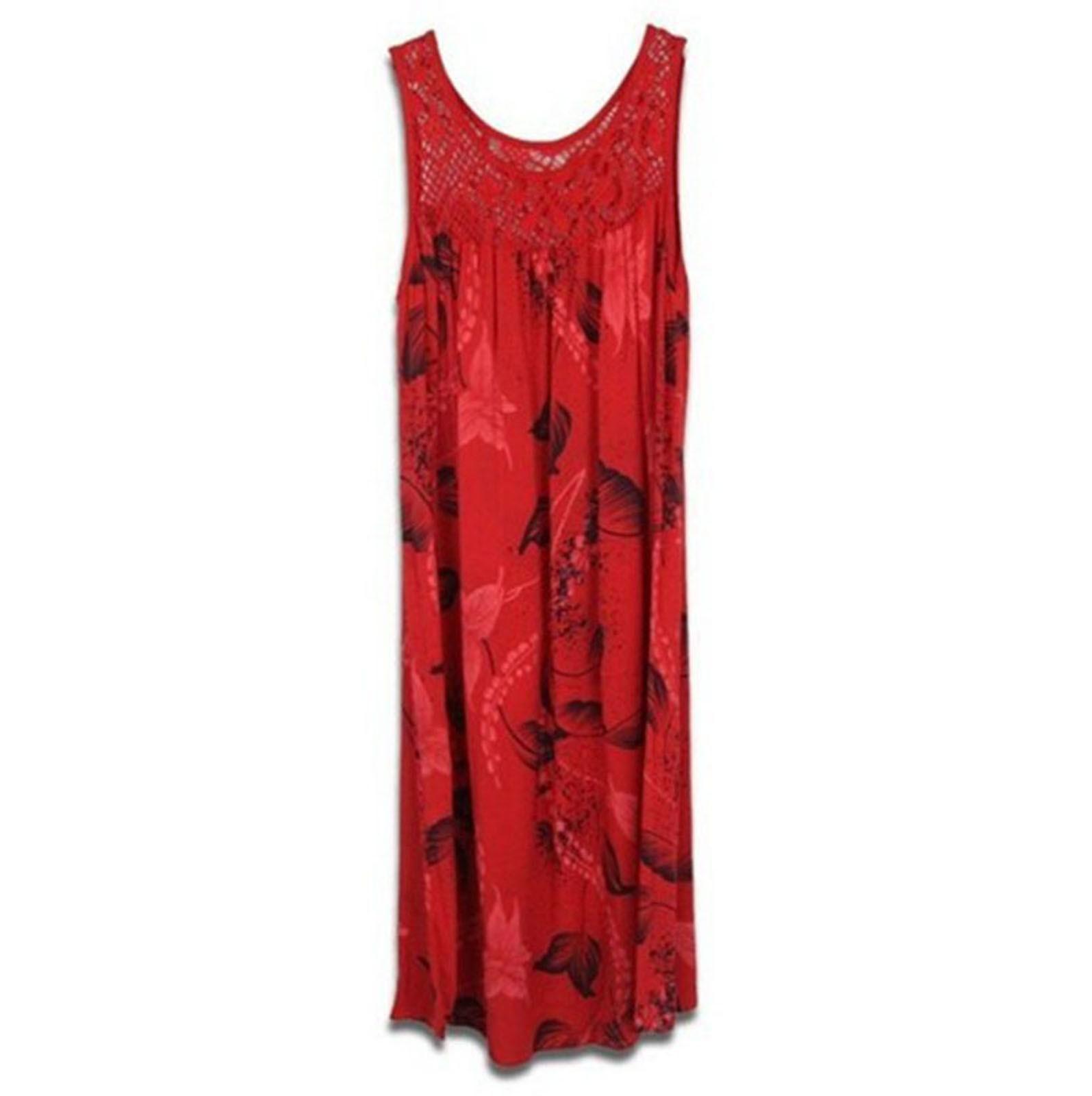 

(SU)Women s Lace Patchwork Print Sleeveless Dress