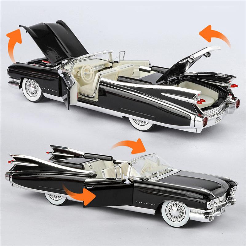 1/24 Cadillac Eldorado Biarritz Series 62 Alloy Sports Car Model Diecast Metal Classic Retro Vehicles Car Model Sound Light Kids Toy Gift