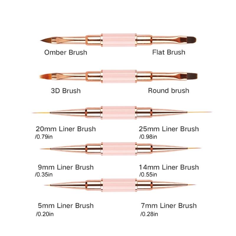 5 Pcs Double-Sided Nails Art Brushes Practical Nails Art Liner Brushes Nail Art Pens Nail Brushes for Long Lines