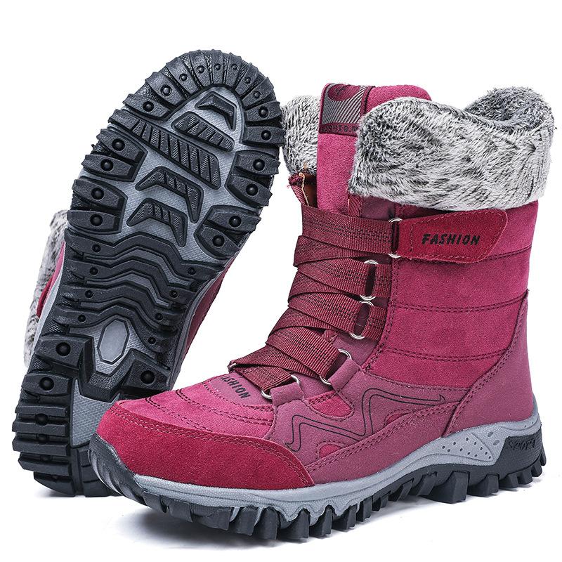 

Cotton shoes northern winter velvet warm platform snow boots leather high-top women s shoes size 42