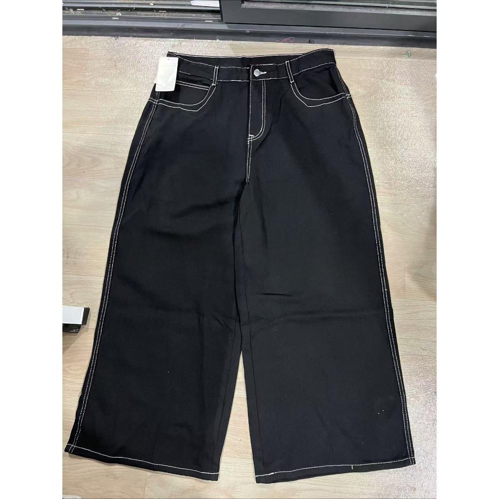 RogueWave Fashion Hip Hop Baggy Jeans Y2K Gothic Embroidery Punk Straight Wide-leg Denim Pants