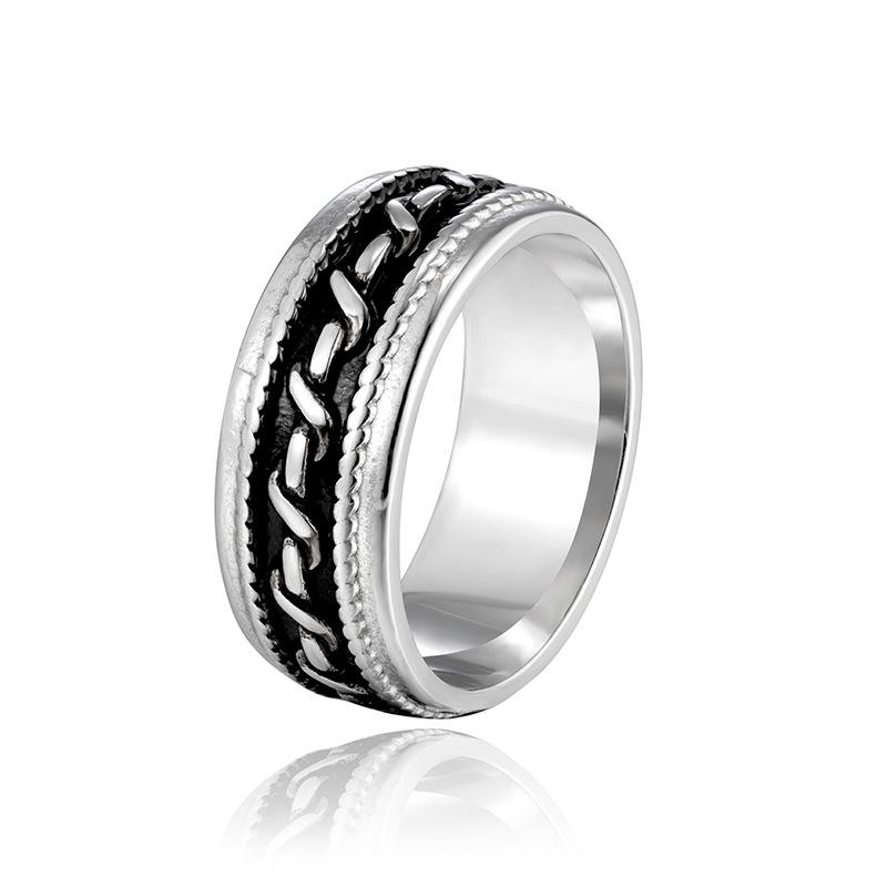 Titanium Steel Men's Retro Hip Hop Rotatable Ring - Non-fading, Unique Design