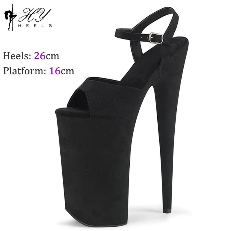 Fashion Nightclub 26cm Suede Pole Dance Shoes Women Cosplay Model Catwalk Waterproof Platform Stripper High Heels Sandals Plus Size 43