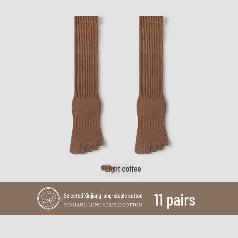 

2025 Женские дышащие антибактериальные носки до икры с пятью пальцами: Модный, Однотонный, Влагоотводящий