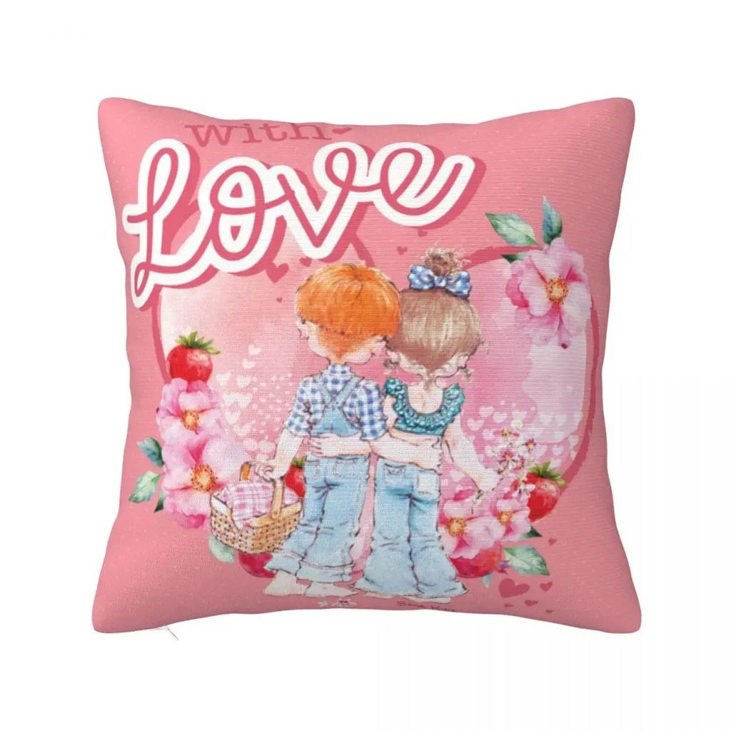 Niedlicher Kissenbezug mit Sarah Kay-Mädchen-Motiv, bedruckter Stoff, Kissenbezug, Dekoration, Cartoon-Kissenbezug für das Landleben, verschiedene Größen