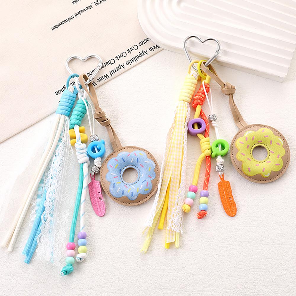 Creativity PU Leather Donut Pendant Woven Rope Letters Beaded Design Bag Charm Accrssories Hanging Piece A317 Bag Charm