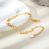 Vnox Paperclip Handmade Link Chain Bracelets,Gold Plated Stainless Steel Simple Bracelet Necklace Sets,For Women Fashion Jewelry