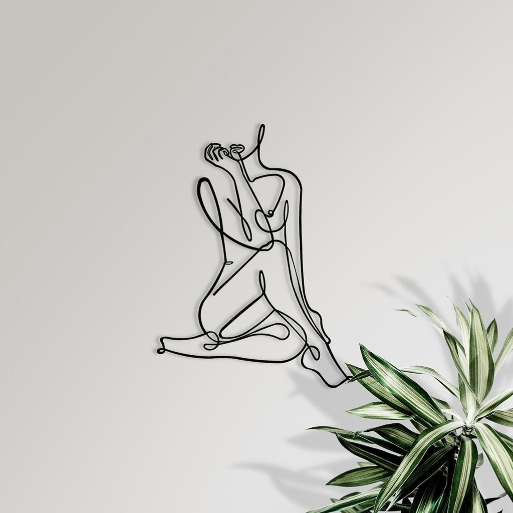 Metal Wall Decoration Beauty Wall Art Line Painting Wall Art Decoration Single Line Women Home Kitchen Bathroom Decoration