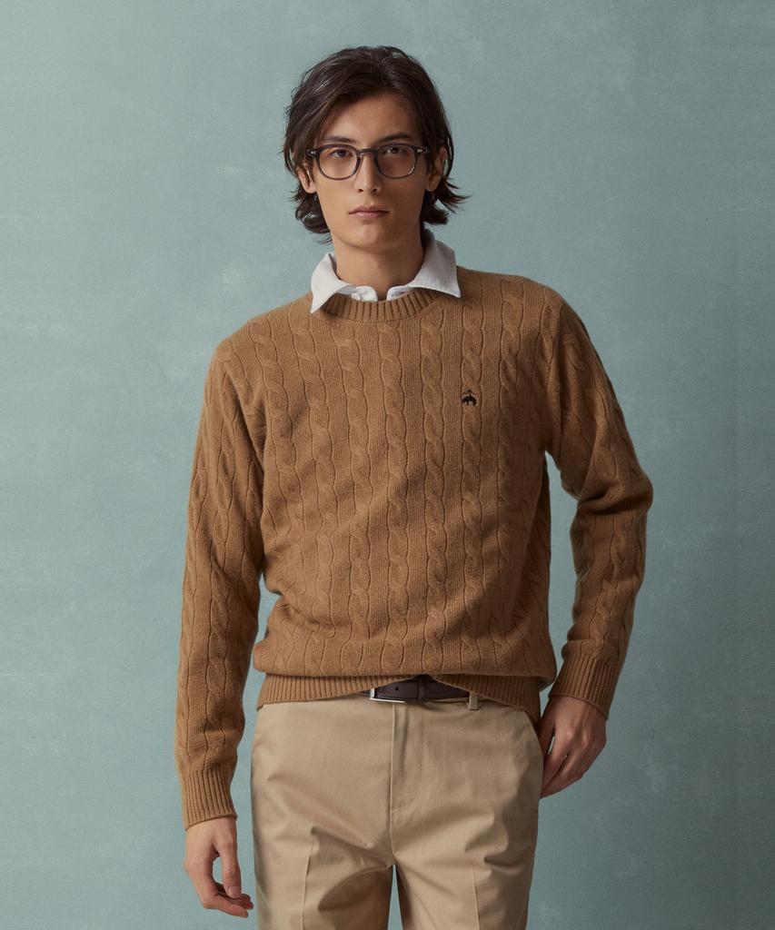 BROOKS BROTHERS Wool Cable Sweater (Beige) (Bbwrmbf401)