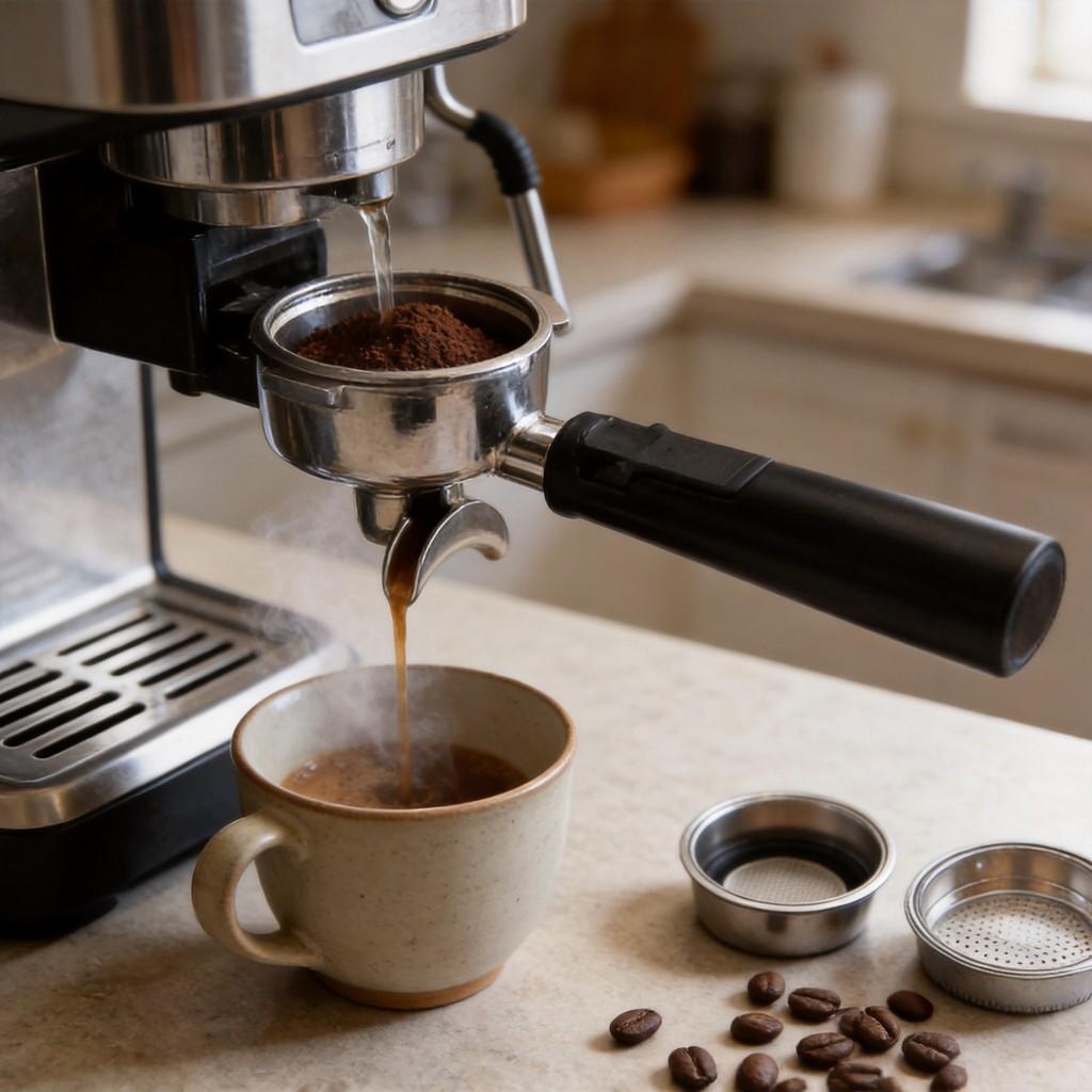 Coffee Machine Filter Holder Kit With Alloy Material Black Finish For Home Baristas