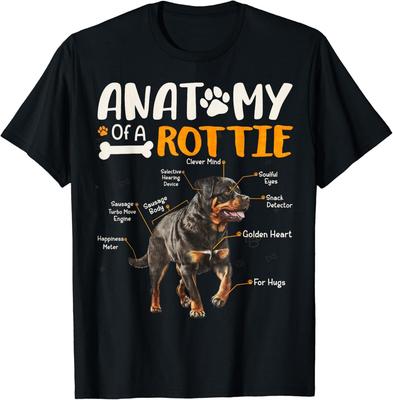 Vintage Anatomy Of A Rottweiler Dog Funny Rottie Pet Lover Dog Gift T-Shirt