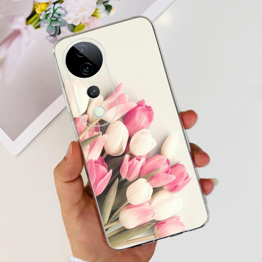 For Vivo V40 / V40 SE / V30 / V30 PRO / V30 Lite Back Cover Case Soft Clear Silicone Shockproof Protection Funda Women Fashion