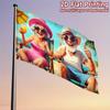 2D Printed Garden Flag, Humorous Banner, Cheerful Elderly Couple Design - Durable Polyester Windproof Rainproof Print, Vibrant Colors, No Electricity