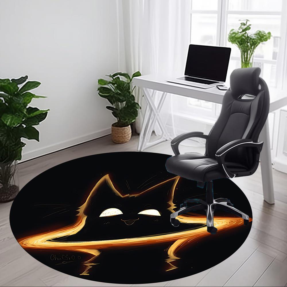 1pc FlameKitty Office Round Area Rug, Mat Suitable For Office, Under Office Chairs Bedroom Living Room Home Decor, Room Deco