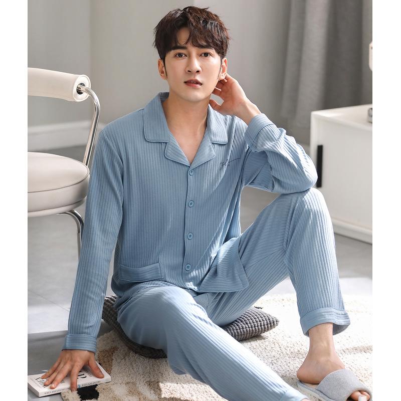 Pyjamas Herr Höst Modal Långärmad Vår Och Sommar Bomull Och Silke Hemkläder Tunt Stor Storlek Set