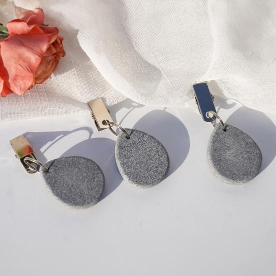 Marble Tablecloth Weight with Metal Clip, Teardrop Shape Table Cover Weight, Outdoor Party Picnic Dinner Tablecover Pendant Stone