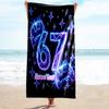 1PC Custom Name Energetic Neon Celebration Beach Towel Highly Absorbent And Sand-Resistant Towel for Swimming, Pool, Yoga, And Travel Lightweight