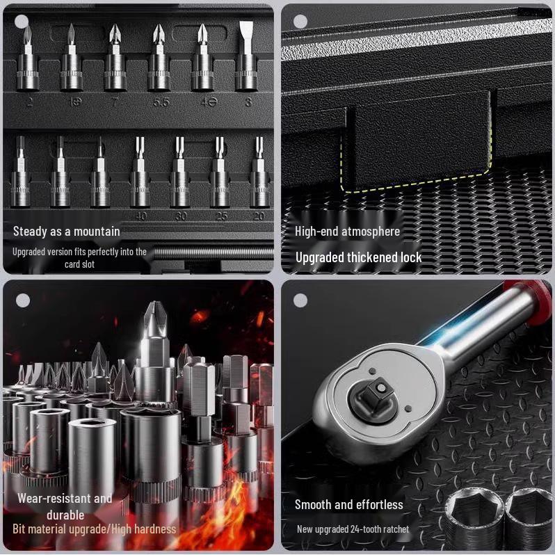 46-Piece Multifunctional Socket Wrench Set for Auto, Motorcycle, and Household Repair