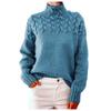 Women's Fashionable Long-sleeved High-neck Knitted Flower Pullover Sweater Sweater Top