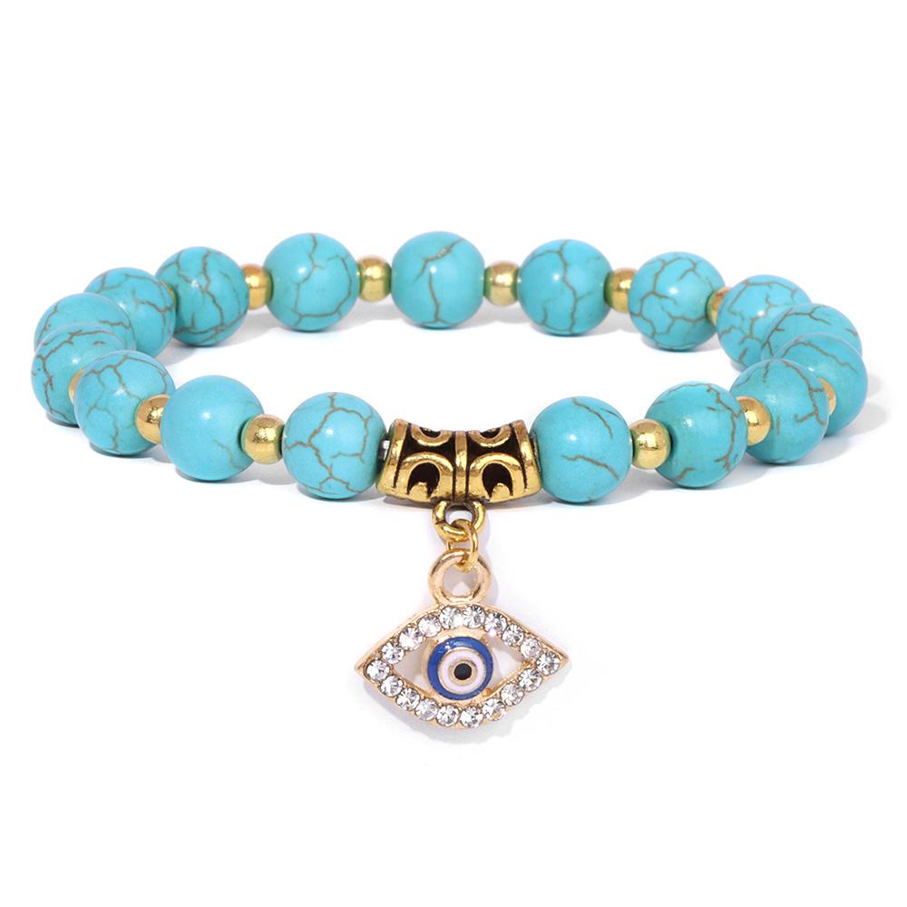 New Blue Turquoises Stone Bracelet Fashion Bohemian Green Blue Turquois Charm Bangle Handmade Healing Energy Jewelry Gift