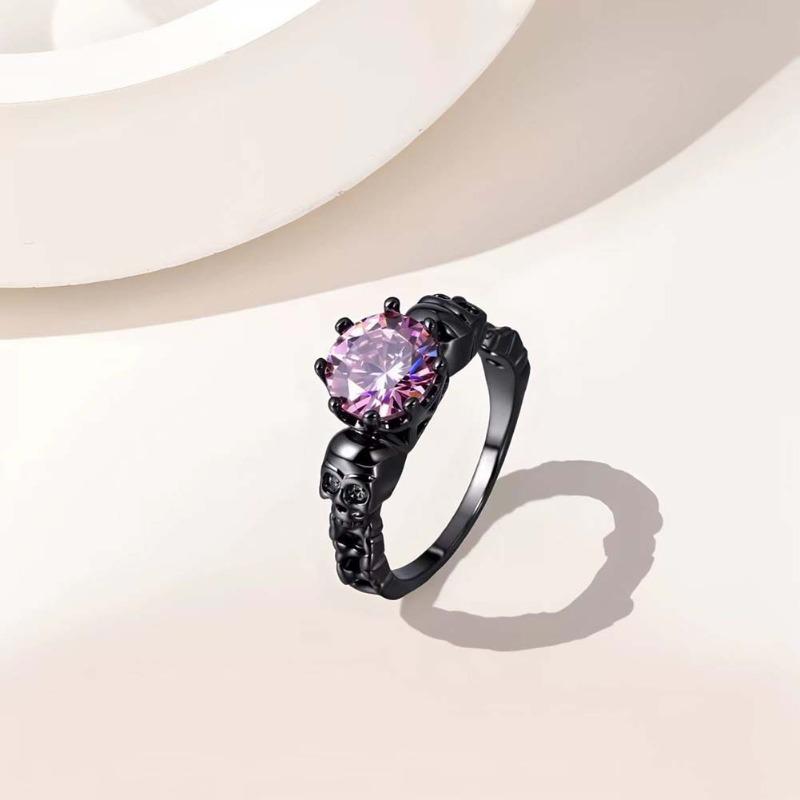 Skull ring for women, vintage zircon jewelry, fashion personality punk jewelry