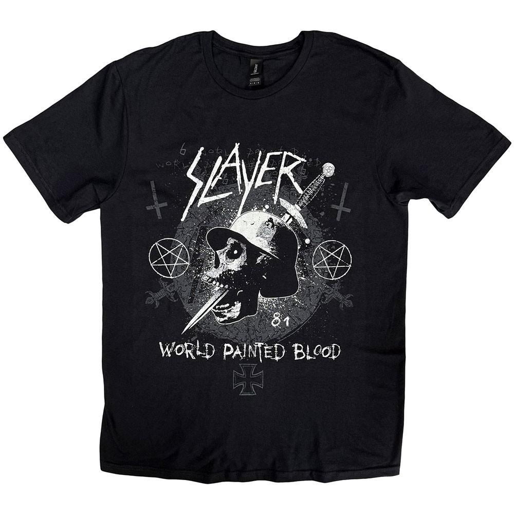 Slayer T World Painted Blood 81 Skull Band Logo Mens New Black Official Unisex T-Shirt