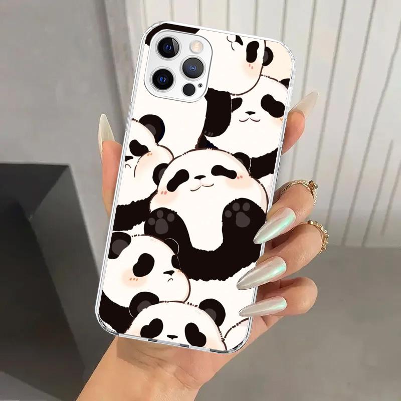 Cartoon Cute Panda Bear Phone Case for Iphone 17 Air 16 15 Plus 14 13 Mini 12 11 Pro Max 16E 7 8 SE 2020 Soft Funda Print Shell