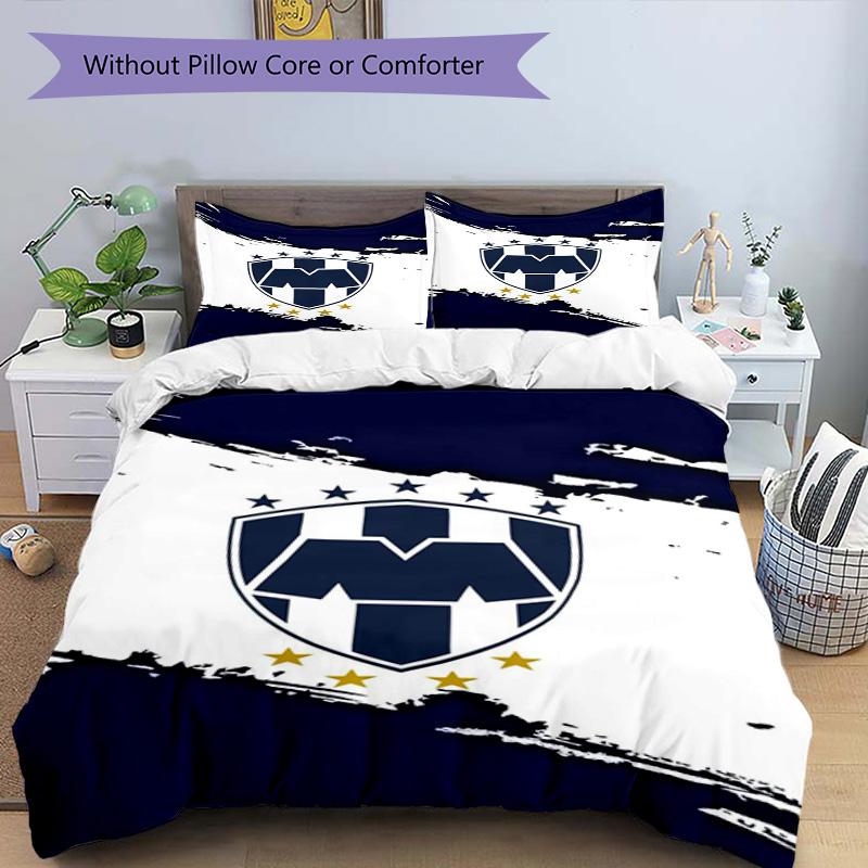 C.F.Monterrey Football Crest Art Printed Pattern Duvet Cover Set – includes 1 duvet cover and 2 matching pillowcases Bedroom decor Christmas gifts
