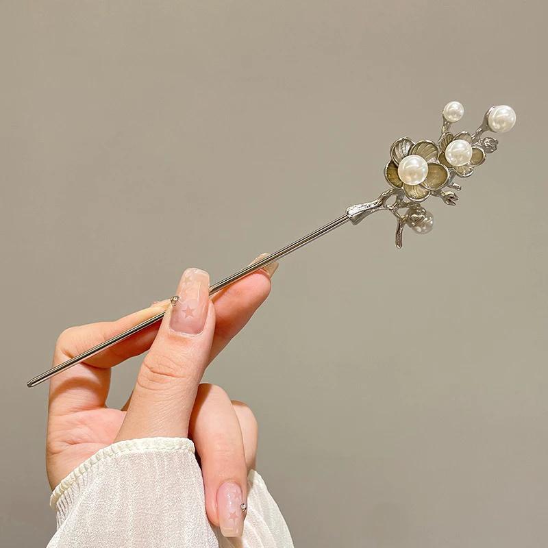 Vintage Chinese Flower Fringe Hair Sticks Fashionable Female Metal Hairpin Hair Stick Hairwear Hair Ornament Jewelry Accessories