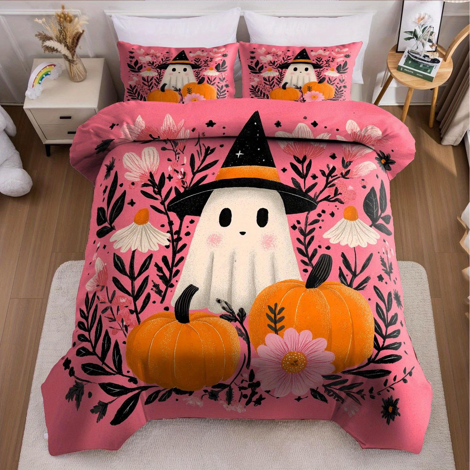 

3pcs Christmas Duvet Cover Set without Core, Quilt Cover with 2 PillowcasesSoft and Machine Washable Halloween Bedding l EU Twin(135x200cm)