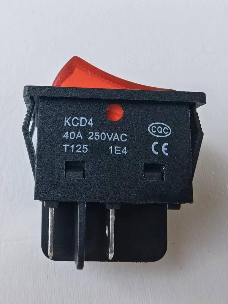 High Current 40A 250VAC Spot Welder Switch, Four Pins, Two Positions with Light, KCD4 Rocker Boat Switch.