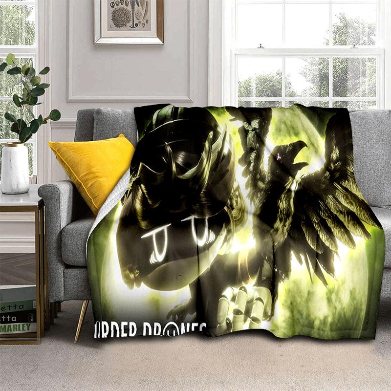 3D Print Murder Drones Cartoon Uzi V J Robot Gift Blanket,Soft Throw Blanket for Home Bedroom Bed Sofa Travel Picnic Cover Kids