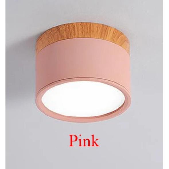 Dimmable LED Downlight 7W 10W 12W 15W 18W Surface Mounted Macaroon Ceiling Nordic Wood Grain Spotlight Lobby Living Room Bedroom