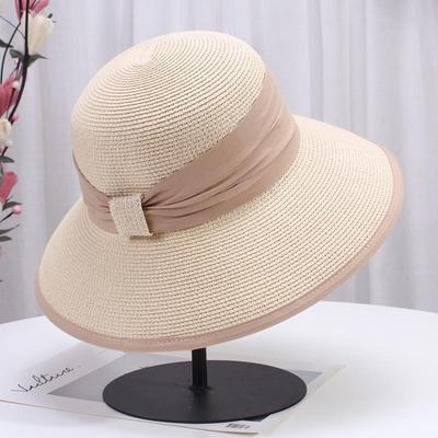 UV Protection Straw Hat with Bowknot Decor - Lightweight, Foldable, and Breathable Sun Hat for Beach and Outdoor Activities