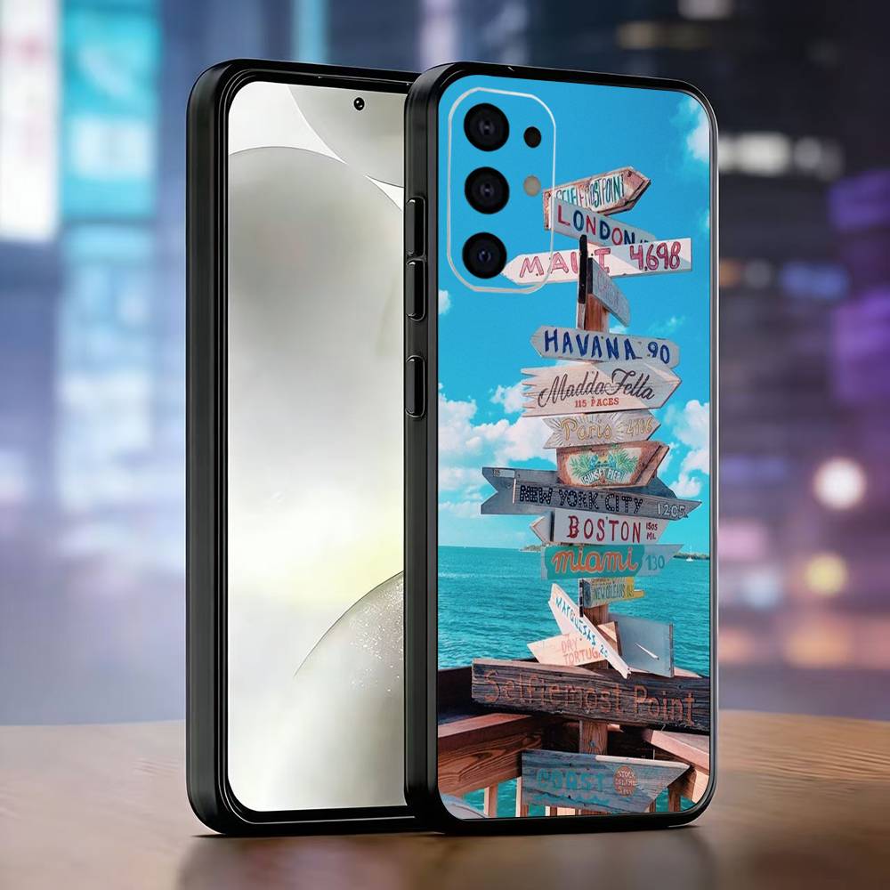 Beach Phone Case For Samsung S25,S24,S21,S22,S23,S30,Ultra,S20,Plus,Fe,Lite,Note,10,Black Cover