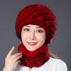 Hat Female Autumn Winter Trendy Versatile Rex Rabbit Hair Cycling Warm Ear Protection Fur Hat Scarf Set