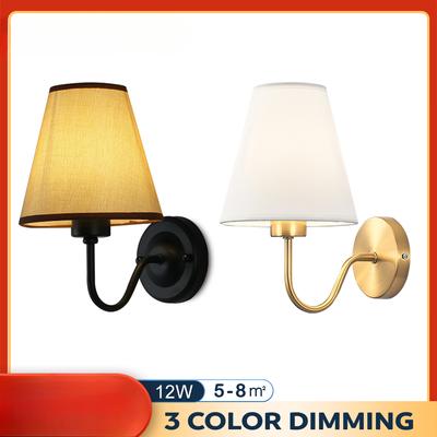 Wall 110V220V Lamp with LED E27 Bulb Fabric Lampshade Wall Sconces for Hotel Bedroom Bedside Living Room Stairs Home Decoration