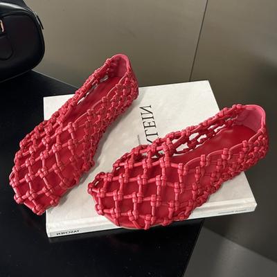 Fashion Fashion Mesh Weaving Hollow Flat Sandals Women Comfortable Breathable Round Toe Brand Designer Shoes Elegant Beach Casual Shoes
