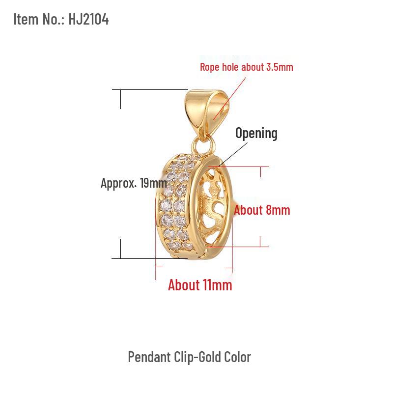 18K Gold Clasp Jadeite Donut Pendant DIY Ring Buckle Accessory