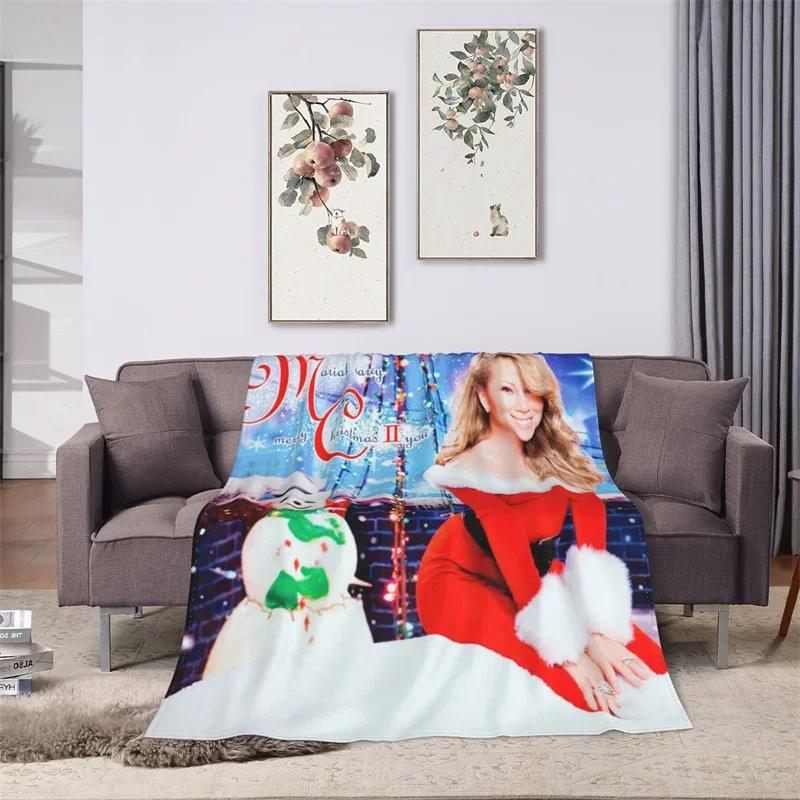 3D-Druck Mariah Carey Decke Weiche Sofadecke Überwurfdecke Fleece Wandteppich Weihnachten Warme Bettdecken für Schlafzimmer Couch
