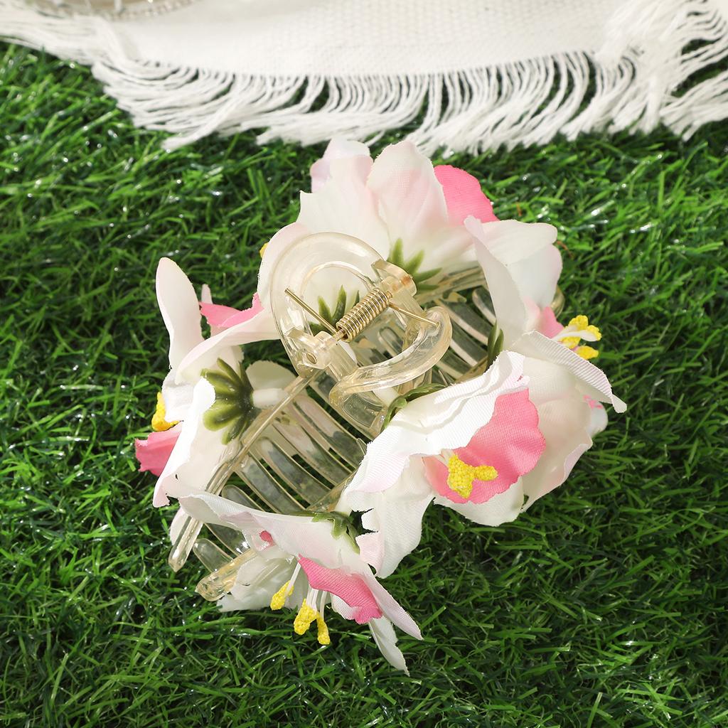 AWAYTR Magnolia Lily Hair Claws Artificial Floral Hair Clips Crab For Women Girl Gift Hair Accessories Valentine Headwear
