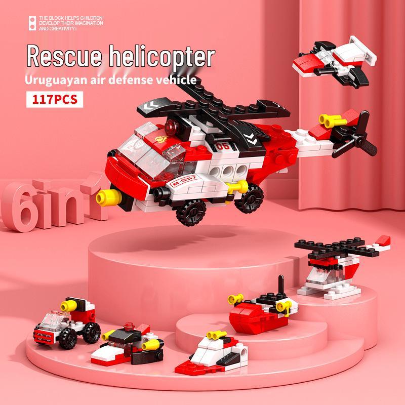 Compatible Dinosaur Mecha Six-in-One Military Series Building Blocks - Educational Toy