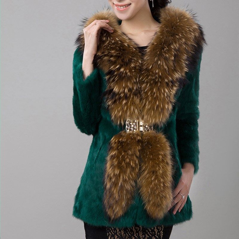 Windbreaker Faux Mink Fur Jacket Woman Winter Ladies Imitation Fox Wool Collar Coat Korean Fashion Warm Slim Winter Coats